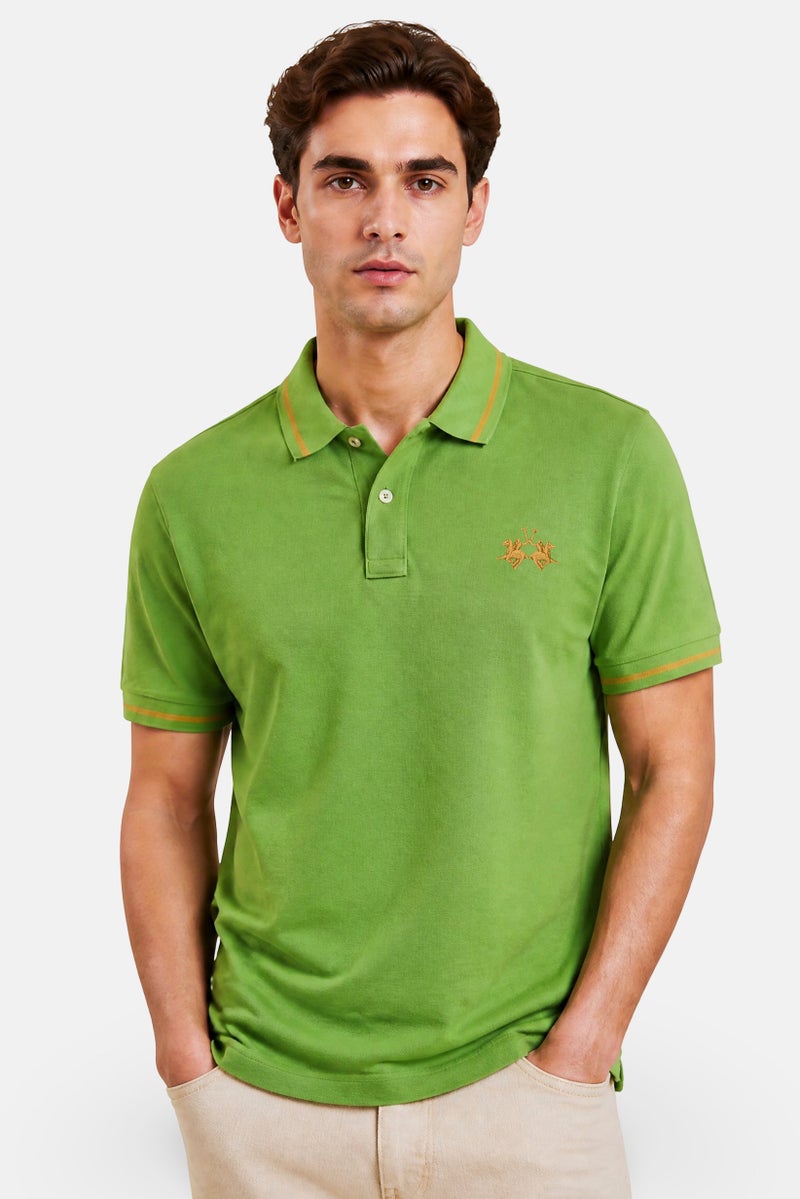 La Martina Men Regular Fit Embroidered Logo Long Sleeve Polo Shirt, Green - Image 1