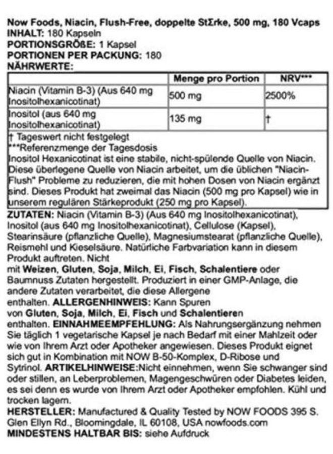 Now Foods Niacin Dietary Supplement - 180 Veg Capsules - Image 5