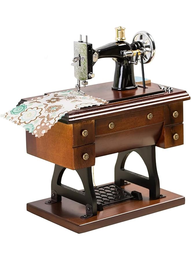 erorex Sewing Machine Music Box Gift Vintage Mini Wind Up Mechanical Music Box With Inch You Are My Sunshine Inch Melody Ideal For Mother'S Day Birthdays And Sewing Room Decor - Image 1