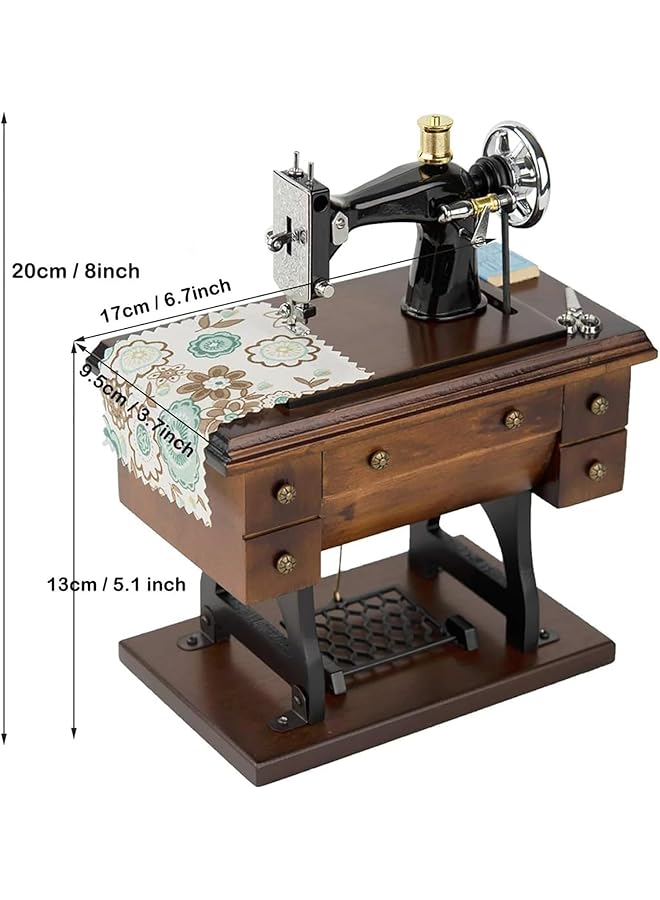 erorex Sewing Machine Music Box Gift Vintage Mini Wind Up Mechanical Music Box With Inch You Are My Sunshine Inch Melody Ideal For Mother'S Day Birthdays And Sewing Room Decor - Image 3