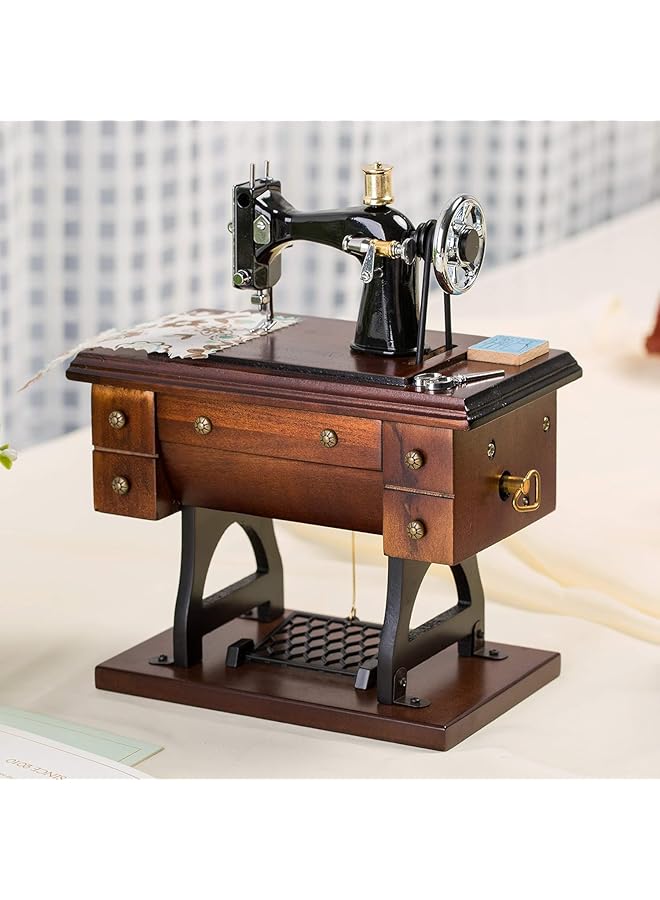 erorex Sewing Machine Music Box Gift Vintage Mini Wind Up Mechanical Music Box With Inch You Are My Sunshine Inch Melody Ideal For Mother'S Day Birthdays And Sewing Room Decor - Image 5