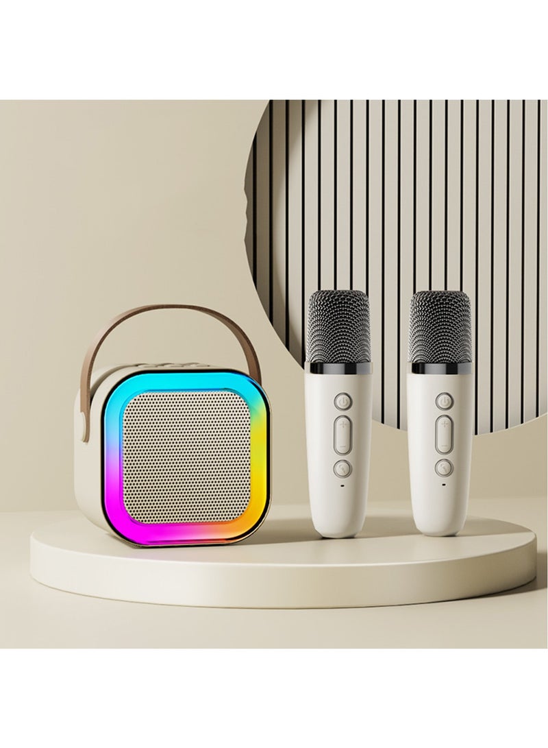 Hihonor Karaoke Machine for Kids, Kids Karaoke Machine Gifts for Girls and Boys Family Party, Kids Karaoke Machine for Girls with 2 Wireless Microphones, Mini Portable Bluetooth Speaker (White)  - Image 1