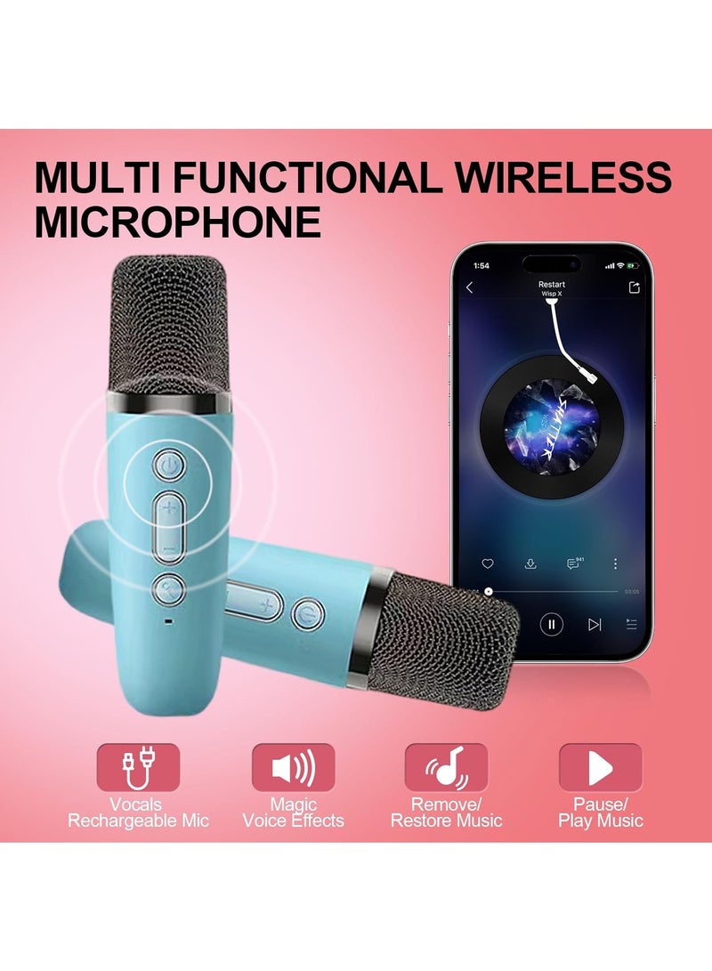 Hihonor Karaoke Machine for Kids, Kids Karaoke Machine Gifts for Girls and Boys Family Party, Kids Karaoke Machine for Girls with 2 Wireless Microphones, Mini Portable Bluetooth Speaker (White)  - Image 3