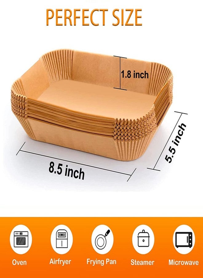GOFFUGT Air Fryer Disposable Paper Liner, Rectangular for Ninja 2-Basket Air Fryer, Natural Non-stick Parchment Paper Liner, 8.6x5.5 inch 100Pcs Rectangle Parchment Paper for DZ201, DZ401, FG551 - Image 2