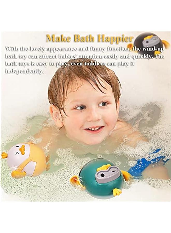 Pull & Go Duck Bath Toy, Funny Duckling Toy Wind-up Duck Tub Toy Jumpsuit Duck Bathtub Toy Pull & Go Swimming Goggles Duckling Water Toy Boat Duck Toy for Boys and Girls (1-Pink)  - Image 4