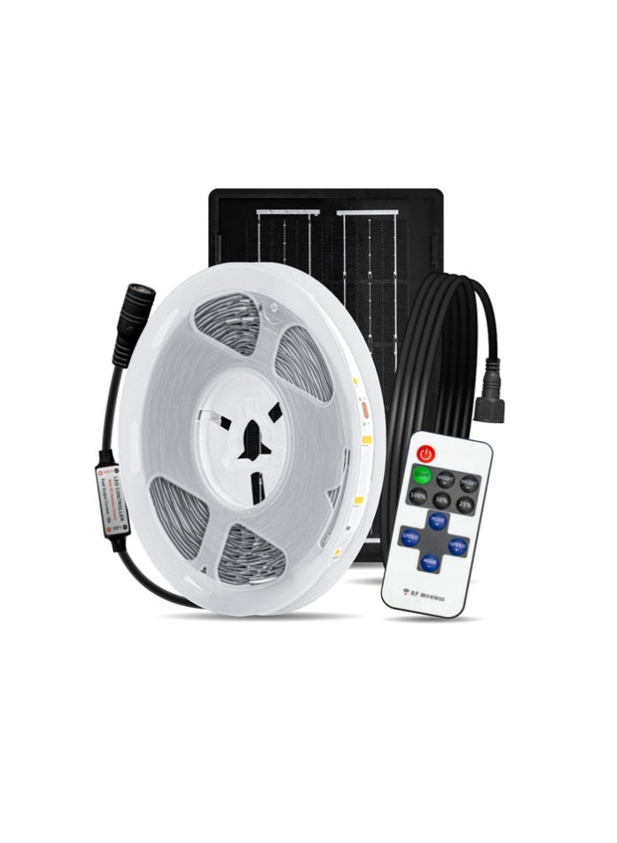 مودي شريط إضاءة LED شمسي بطول 5 متر، ضوء أبيض دافئ، تحكم عن بُعد، إضاءة ديكورية مقاومة للماء للاستخدام الداخلي والخارجي، يعمل بالطاقة الشمسية مع بطارية عالية السعة - Image 3