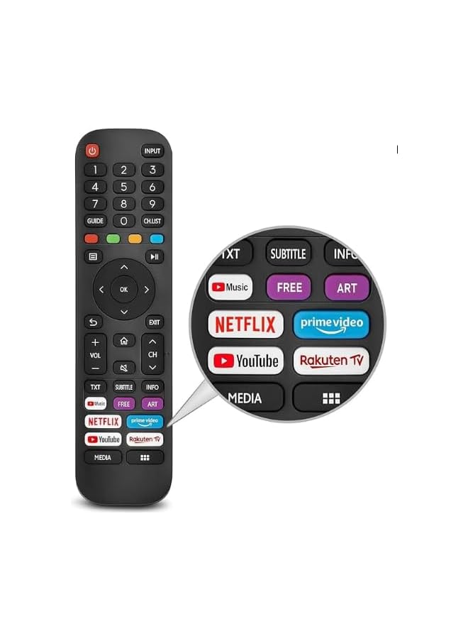 The Bros New Universal Replacement for Hisense-VIDAA-TV-Remote EN2G30H/EN2A30 with Netflix, Prime Video, YouTube, Rakuten TV Buttons. - Image 2
