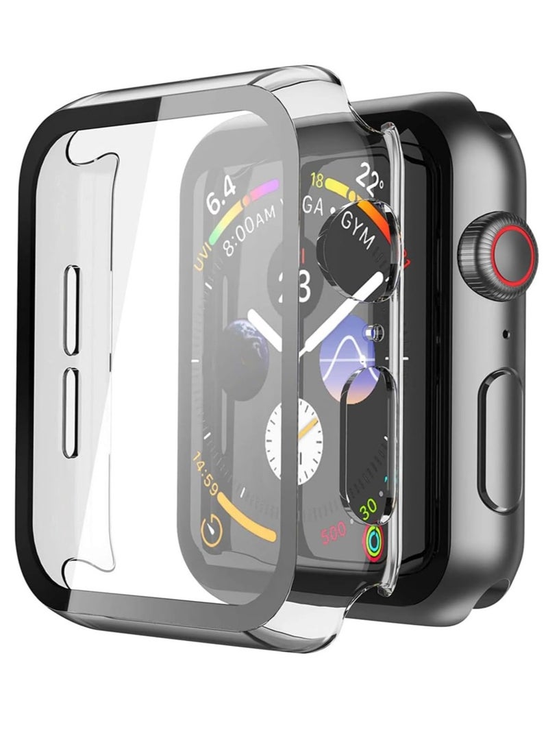 TYCOM - Case Compatible with Apple Watch Series 6/SE/Series 5/Series 4 44mm with Built in Tempered Glass Screen Protector- All Around Hard PC Case Overall Protective Cover (Clear) (40mm) - Image 1