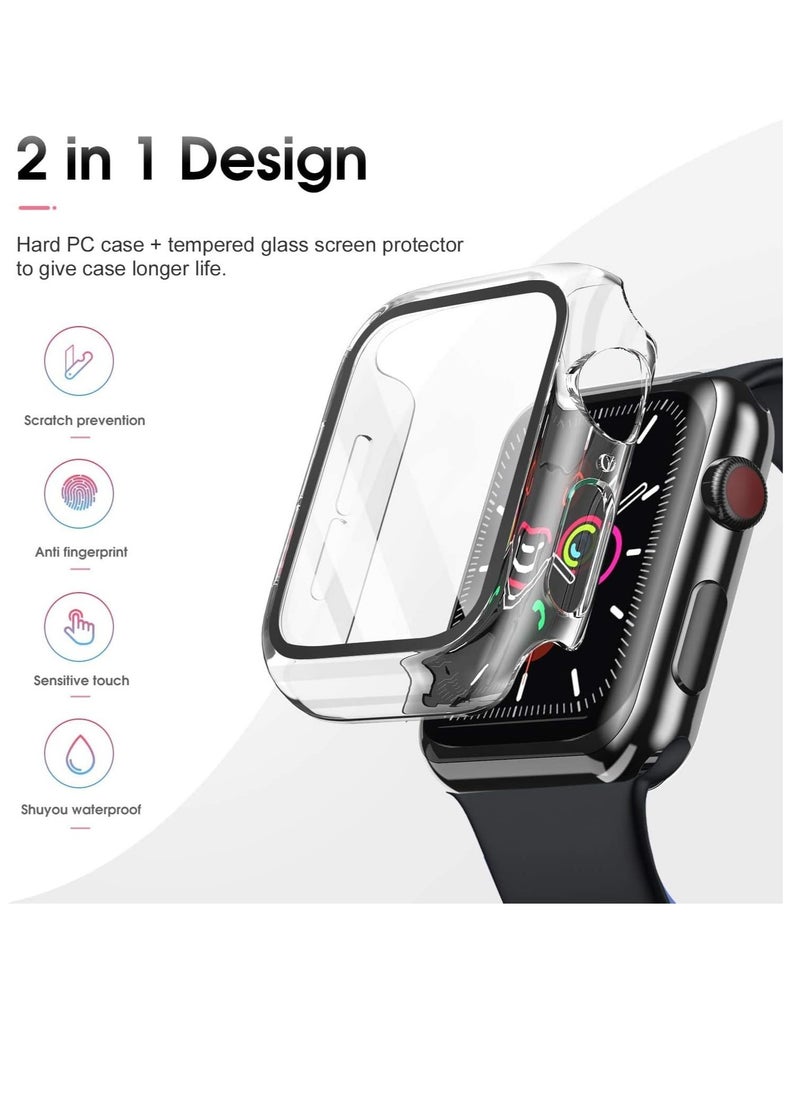 TYCOM - Case Compatible with Apple Watch Series 6/SE/Series 5/Series 4 44mm with Built in Tempered Glass Screen Protector- All Around Hard PC Case Overall Protective Cover (Clear) (40mm) - Image 1