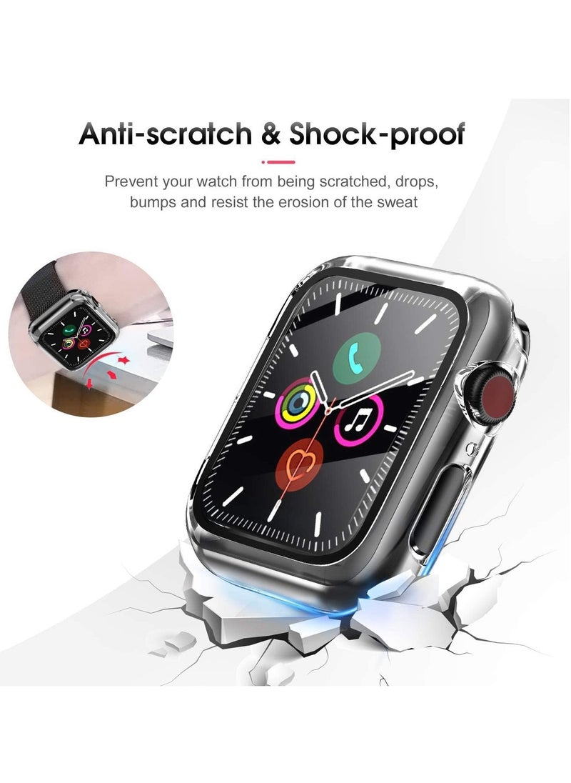 TYCOM - Case Compatible with Apple Watch Series 6/SE/Series 5/Series 4 44mm with Built in Tempered Glass Screen Protector- All Around Hard PC Case Overall Protective Cover (Clear) (40mm) - Image 1