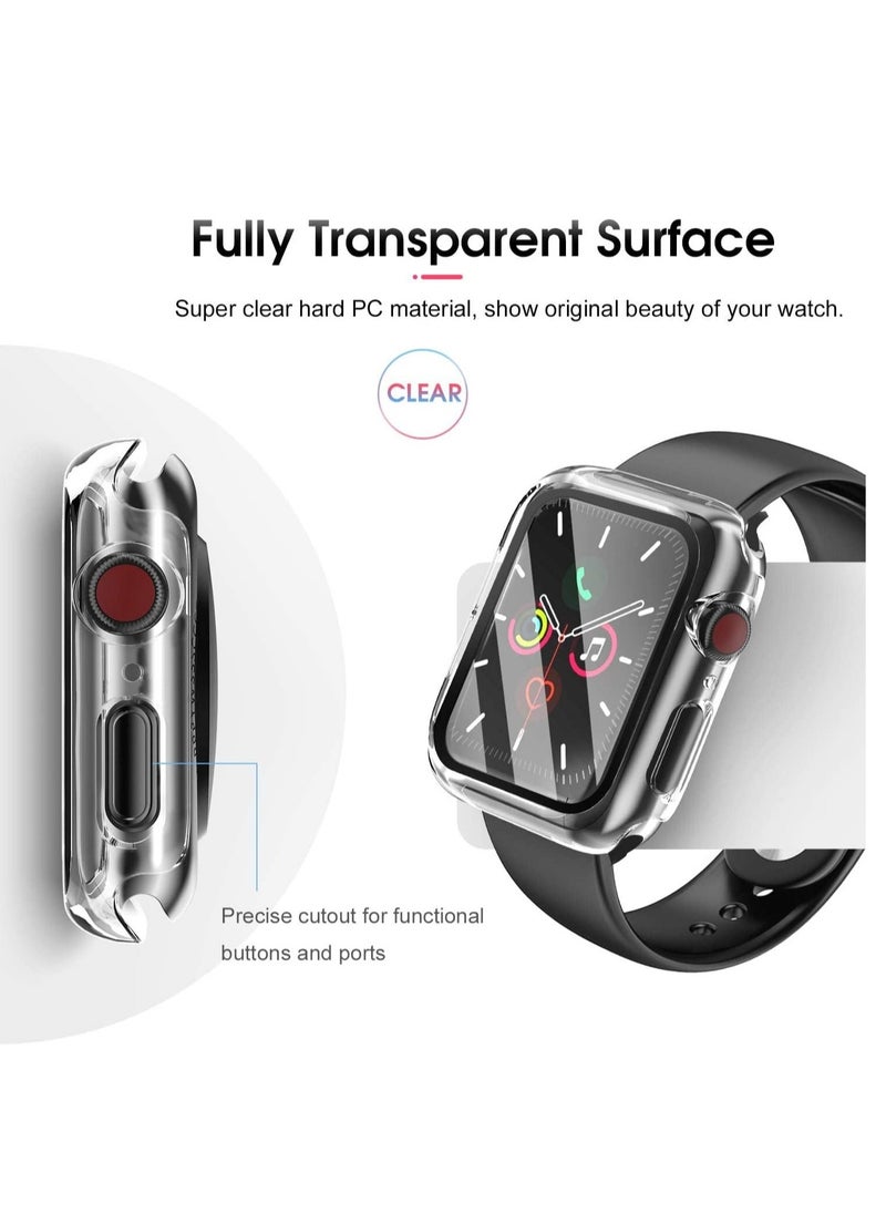 TYCOM - Case Compatible with Apple Watch Series 6/SE/Series 5/Series 4 44mm with Built in Tempered Glass Screen Protector- All Around Hard PC Case Overall Protective Cover (Clear) (40mm) - Image 1