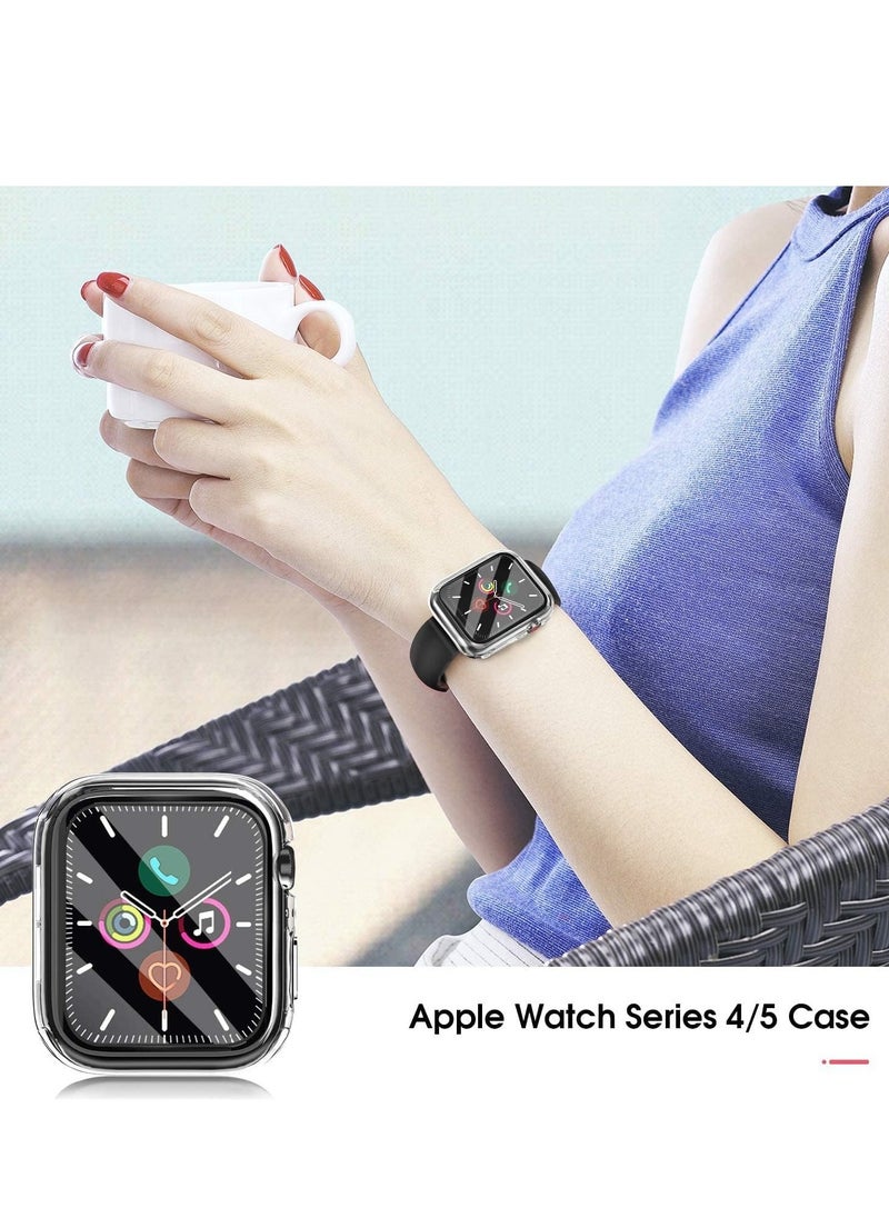 TYCOM - Case Compatible with Apple Watch Series 6/SE/Series 5/Series 4 44mm with Built in Tempered Glass Screen Protector- All Around Hard PC Case Overall Protective Cover (Clear) (40mm) - Image 1