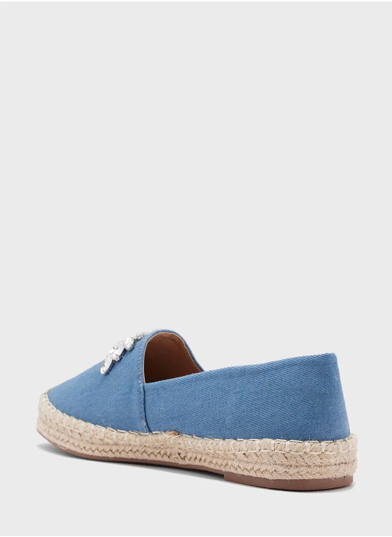 جينجر Denim Embellished Espadrille