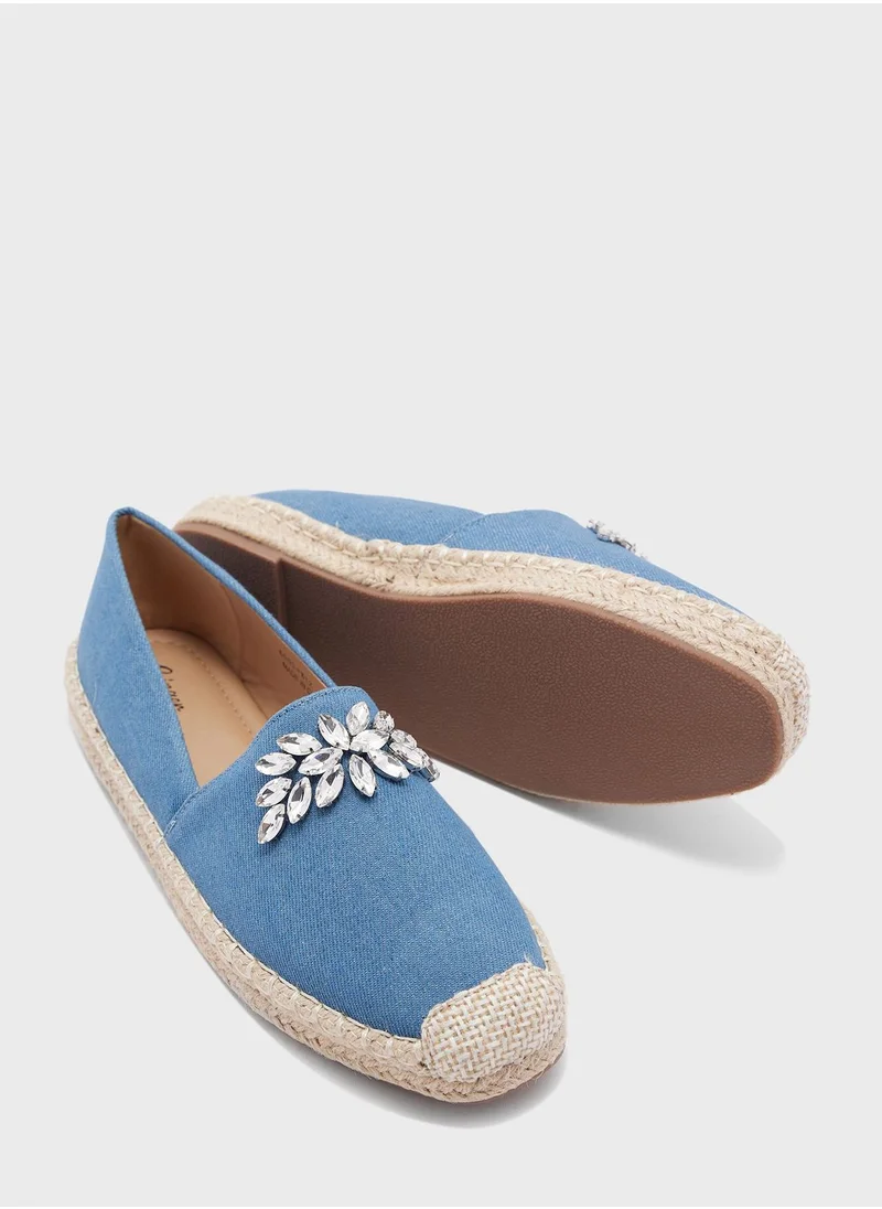 جينجر Denim Embellished Espadrille