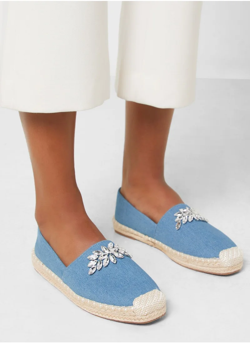 جينجر Denim Embellished Espadrille