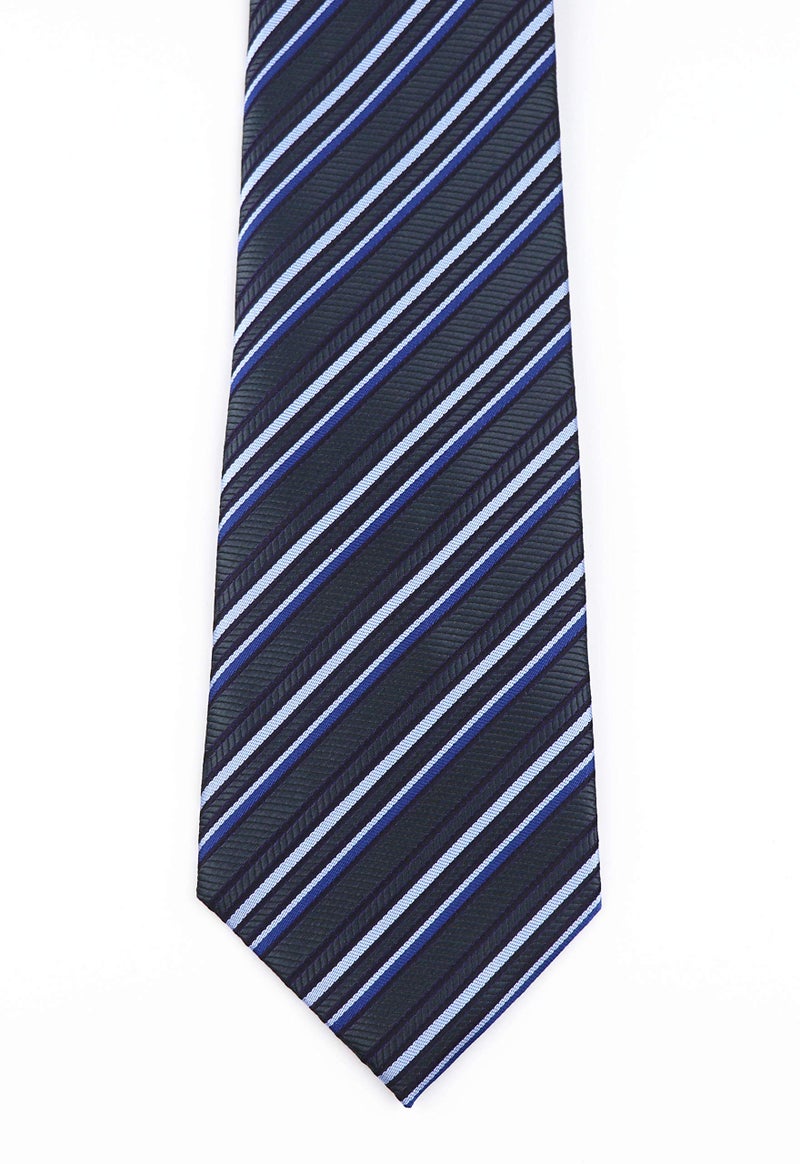 Secdtie Men Classic Checks Grey Blue White Jacquard Woven Silk Tie Necktie TW018 - Image 4