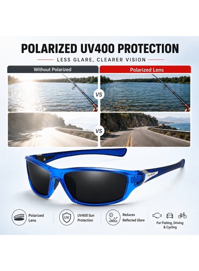 Polarized Sports Sunglasses for Men, UV400 Anti-Glare Eyewear for Fishing, Cycling, Driving, Hiking, Outdoor Activities — Lightweight TR90 Frame - Image 3
