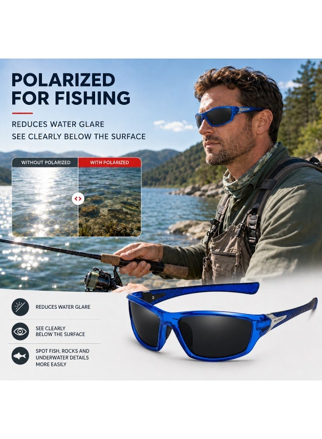 Polarized Sports Sunglasses for Men, UV400 Anti-Glare Eyewear for Fishing, Cycling, Driving, Hiking, Outdoor Activities — Lightweight TR90 Frame - Image 2