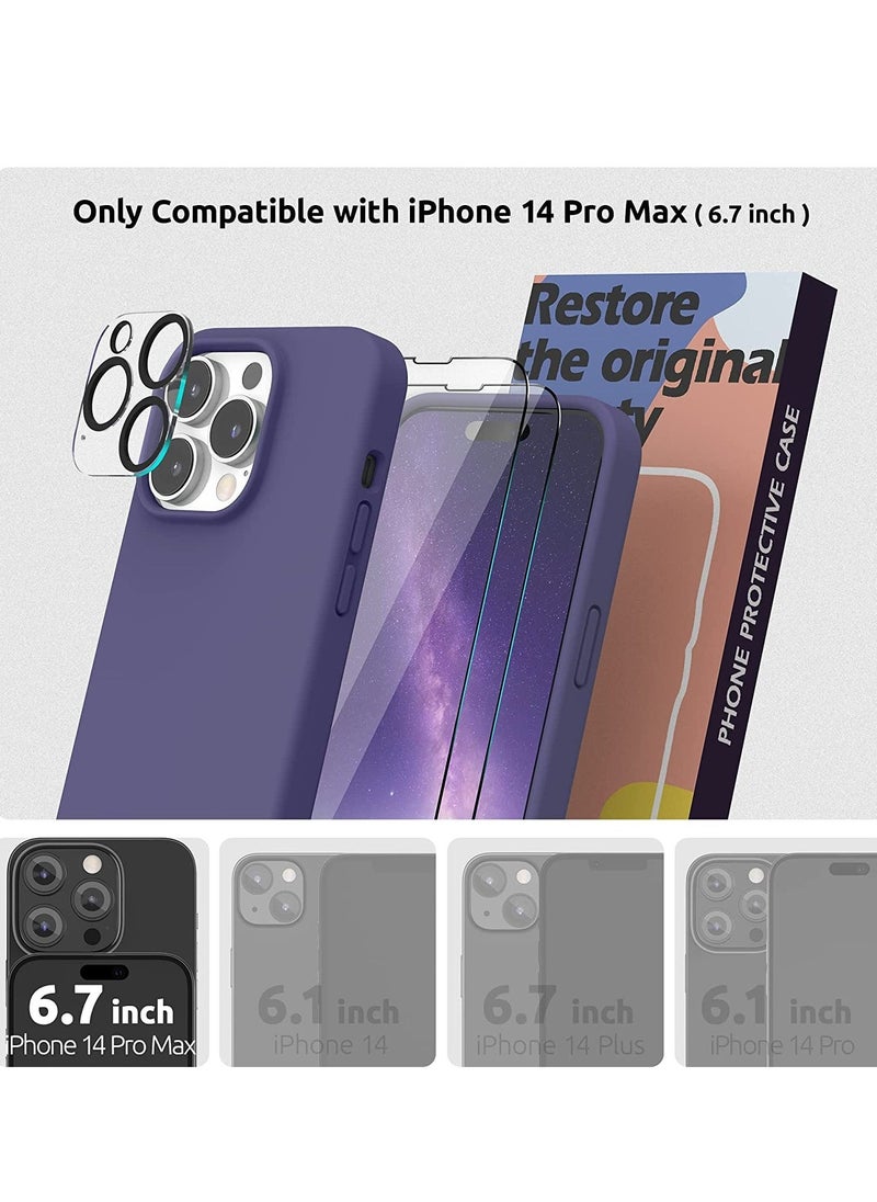 Raxoom (4 in 1 iPhone 14 Pro MAX Case (6.7 inch 2022), Compatible with MagSafe, with 2 Screen Protector + 1 Camera Protector, Silicone Case for iPhone 14 Pro MAX (Purple) - Image 2