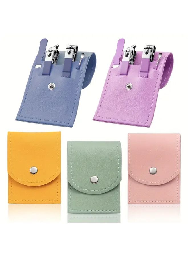 مقص أظافر من الفولاذ المقاوم للصدأ بلون وردي مع مجموعة مبرد أظافر وملعقة أذن، طقم مانيكير وباديكير متين - Image 3