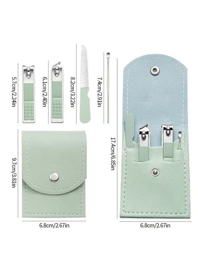 مقص أظافر من الفولاذ المقاوم للصدأ بلون وردي مع مجموعة مبرد أظافر وملعقة أذن، طقم مانيكير وباديكير متين - Image 5