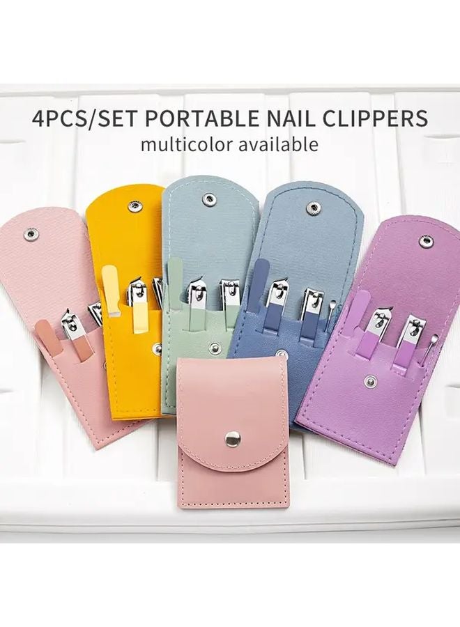 مقص أظافر من الفولاذ المقاوم للصدأ بلون وردي مع مجموعة مبرد أظافر وملعقة أذن، طقم مانيكير وباديكير متين - Image 2