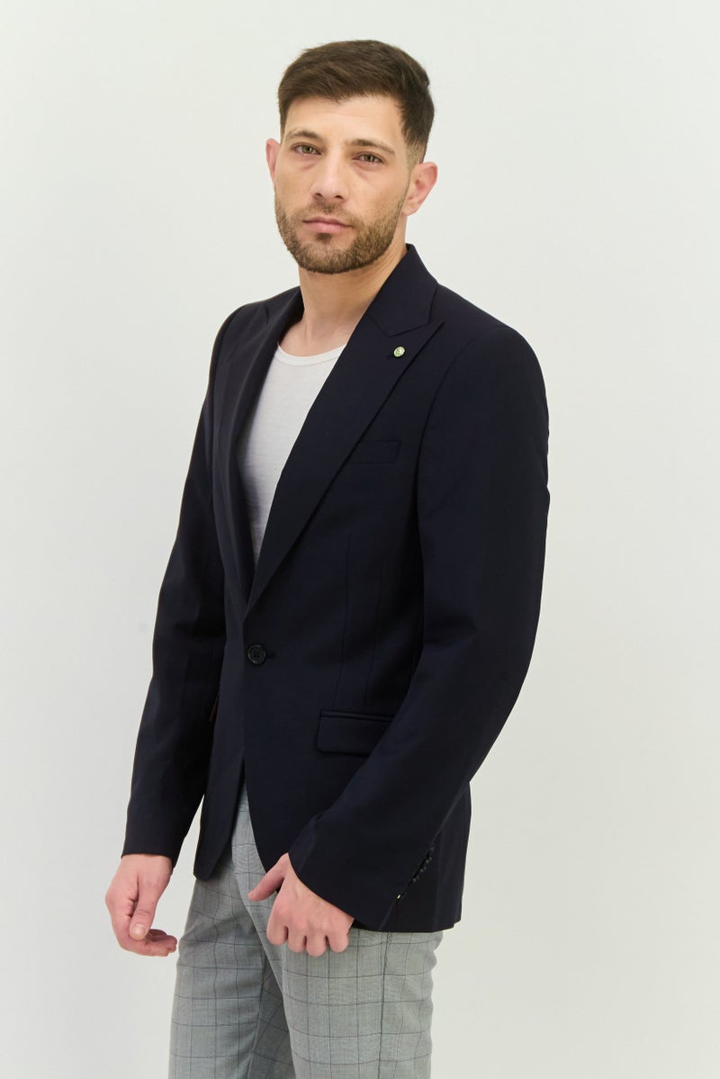 Twisted Tailor Men Regular Fit Solid Semi-Formal Blazer, Navy - Image 2