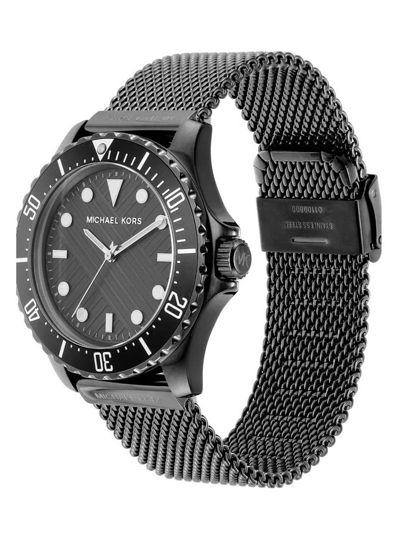 ام كي ساعة رجالية Everest 43 مم أسود معدني MK9093 - Image 3