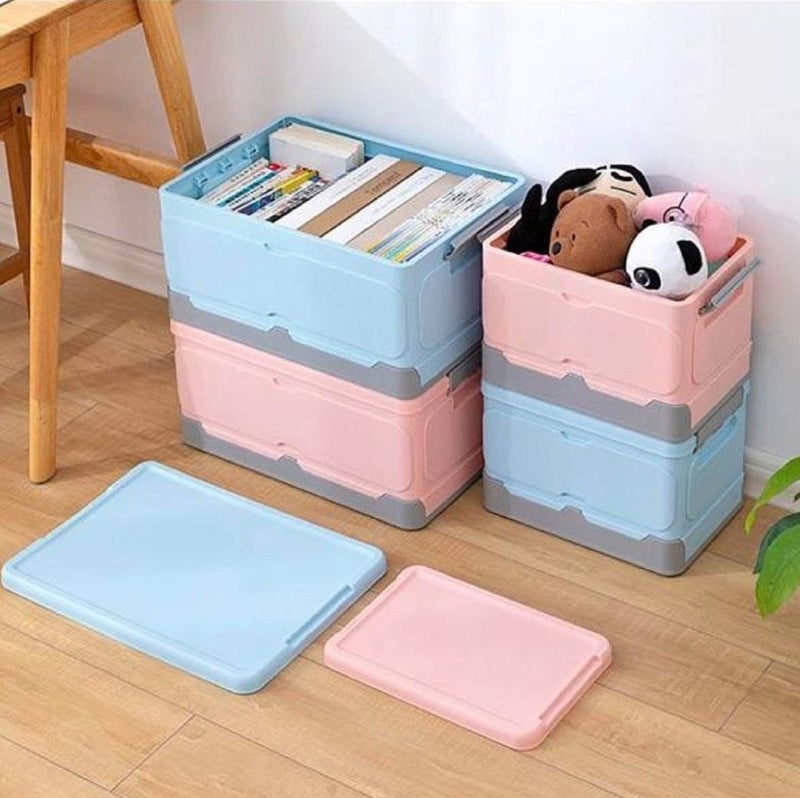 Home-Cloud HomeCloud Storage Box Foldable/Foldable Storage Box/Storage Organizer Plastic Organizer For Storage,Bedroom,Home, Office, Hospital, Parlour And School (Small, Pink), Rectangular - Image 1