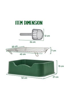 NNC PETS Dog toilet with Stainless steel mesh, Litter scoop and Non-slip base, 52 cm Dog potty tray for small to medium dogs, and Pet Training pad for Indoor/Outdoor use (Green)  - Image 2