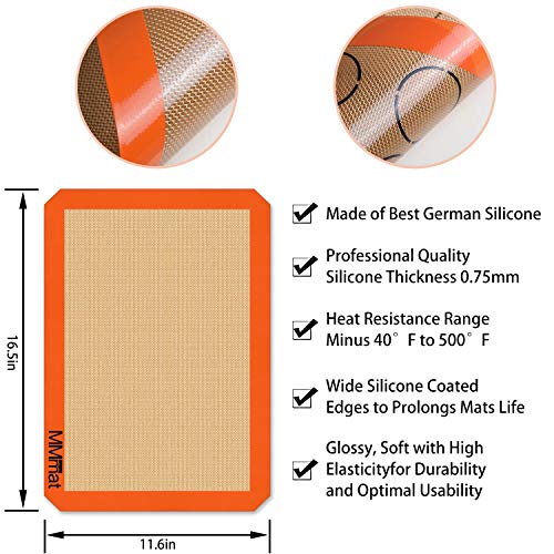 MMmat Silicone Baking Mat - Best German Silicone - Non Slip Silicone Baking Sheet, Non Stick Reusable Silicone Mats for Baking, Oven Liner, Counter Mat, 2 Half Sheets Mats + 1 Macaron Cookie Sheet - Image 2
