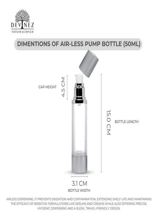 Devinez Airtight Empty Transparent Round Pump Bottle 50ml, Set of 2 - Multipurpose Use Refillable Cosmetic Container,Beauty Products storage, Leak Proof Storage Bottle, Air tight Bottle - Image 1