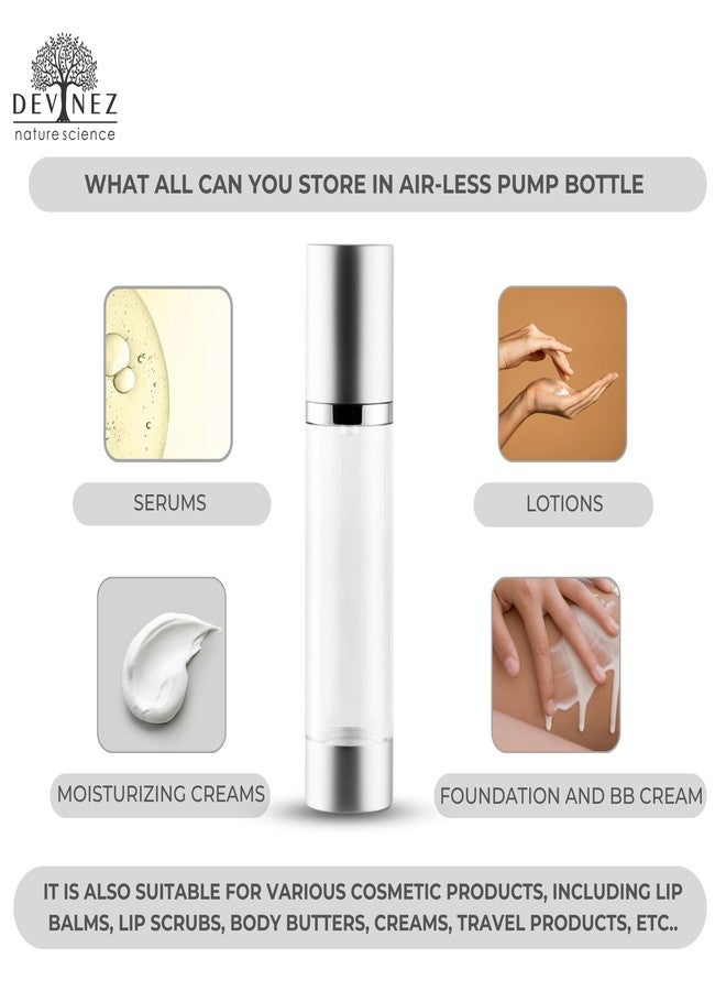 Devinez Airtight Empty Transparent Round Pump Bottle 50ml, Set of 2 - Multipurpose Use Refillable Cosmetic Container,Beauty Products storage, Leak Proof Storage Bottle, Air tight Bottle - Image 3