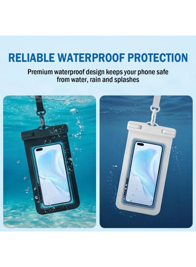 2 Pack Waterproof Phone Case IPX8, Universal Phone Pouch Underwater Dry Bag with Lanyard, Sensitive Touch Screen, Fits iPhone Samsung up to 7.2”, for Beach Swimming Snorkeling Travel - Image 2