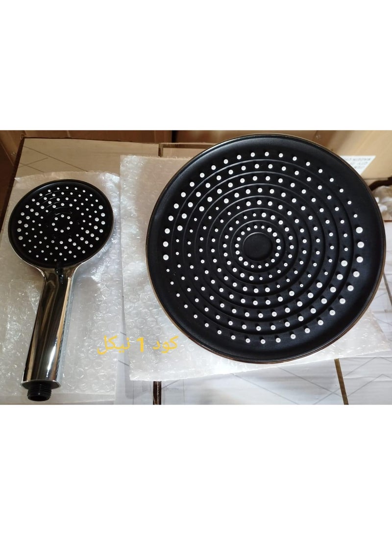 9-Piece Shower Set - Shower Pan + Hand Shower + Shower Rod + 2 Fixtures + Brake + Soap Dish + Long Hose + 50 Cm Hose + Brass Shower Adapter (Ruler90012) - Image 3