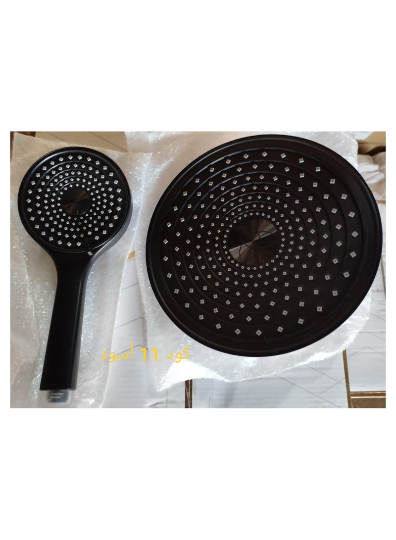 9-Piece Shower Set - Shower Pan + Hand Shower + Shower Rod + 2 Fixtures + Brake + Soap Dish + Long Hose + 50 Cm Hose + Brass Shower Adapter (Ruler90012) - Image 4