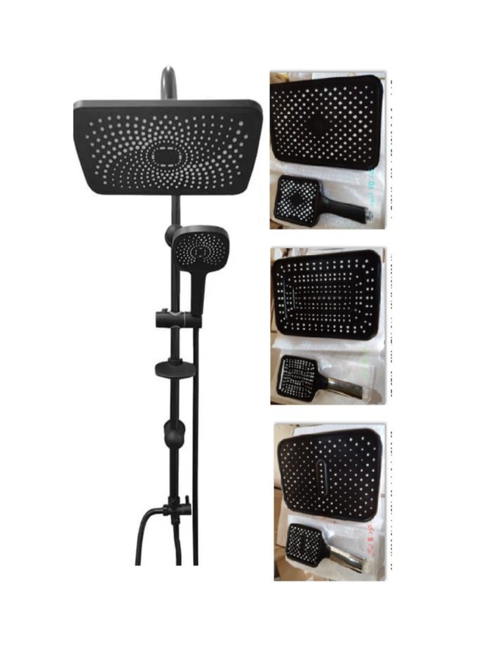 9-Piece Shower Set - Shower Pan + Hand Shower + Shower Rod + 2 Fixtures + Brake + Soap Dish + Long Hose + 50 Cm Hose + Brass Shower Adapter (Ruler90012) - Image 1