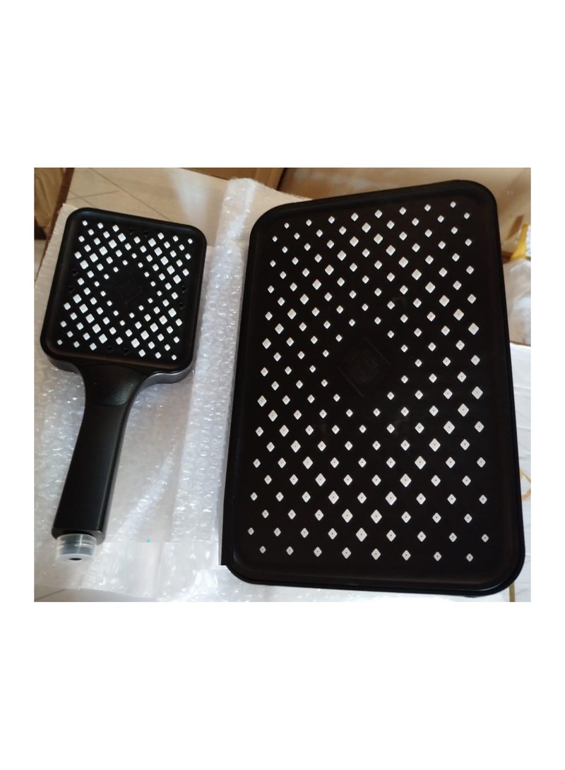 9-Piece Shower Set - Shower Pan + Hand Shower + Shower Rod + 2 Fixtures + Brake + Soap Dish + Long Hose + 50 Cm Hose + Brass Shower Adapter (Ruler90012) - Image 2