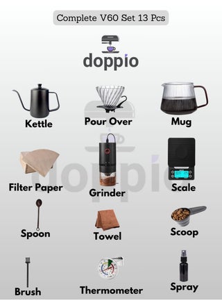 ماكينة صنع القهوة الكهربائية 12 قطعة V60 من DOPPIO مع مجموعة منقطات مطحنة كهربائية، وعاء تقديم القهوة مقاس 02، منقط قهوة زجاجي V60 مع منقط حامل خشبي، مقياس (مجموعة ممتازة) - pzsku/Z0DAEB5E45F94D2B48708Z/45/1754904188/a38cc337-8b57-4acc-a05c-919d74ee84f0