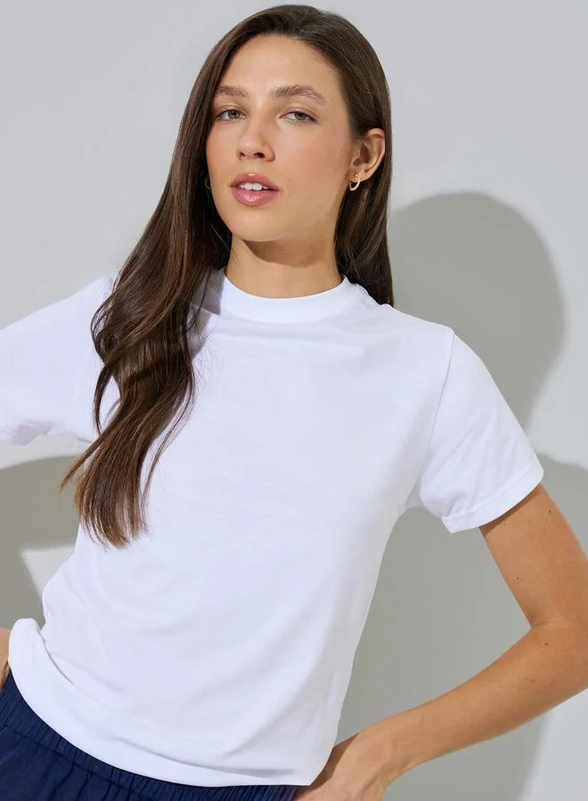 ستايلي White Regular Fit Round Neck T-Shirt