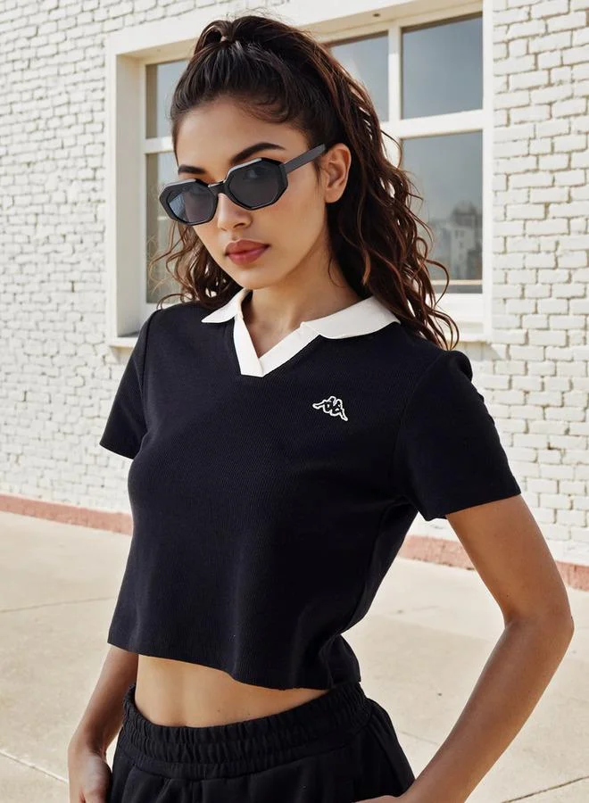 Kappa Kappa Ribbed Cropped Polo T-shirt