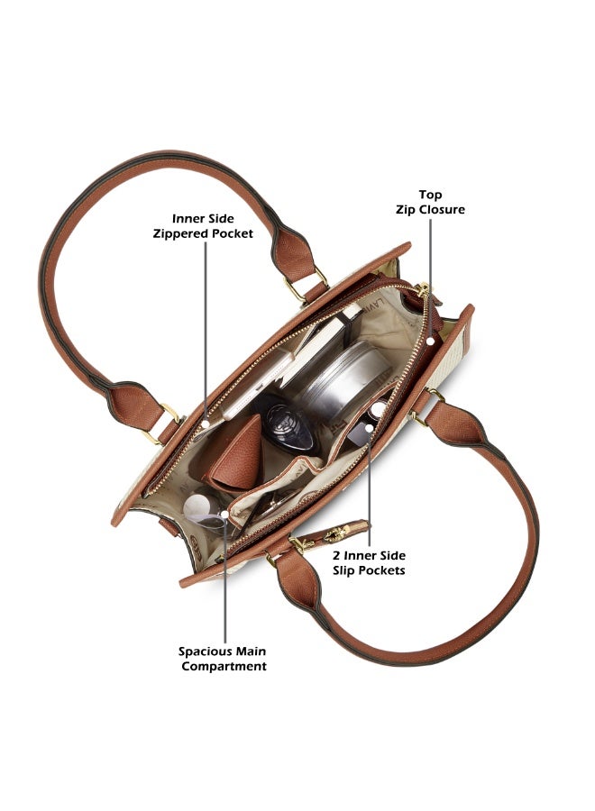 Lavie Luxe Women's Mono Quad25 Medium Handbag (Offwhite) - Image 5