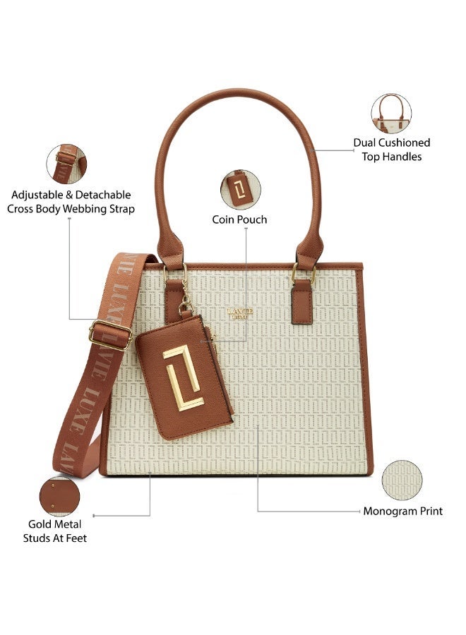 Lavie Luxe Women's Mono Quad25 Medium Handbag (Offwhite) - Image 3