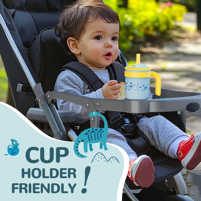 KXIAOCHEN Toddler Tumbler With Straw Spill Proof 14 Oz, Kids Tumbler With Handle Insulated Stainless Steel BPA-Free Keeps Drinks Cold up to 24 Hrs for Travel Cup Holders Outdoors, Blue Dinosaur - Image 3