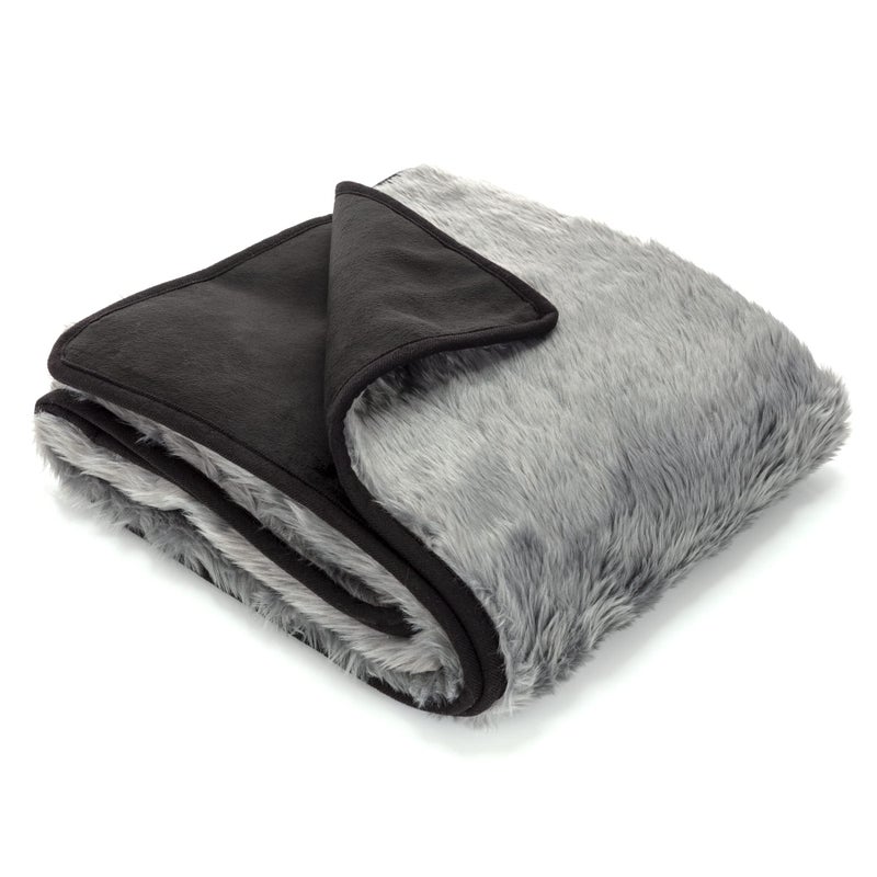Waterproof Faux Fur Dog Blanket  Waterproof Dog Blanket for Bed Couch or Dog Crate  Grey 50x60