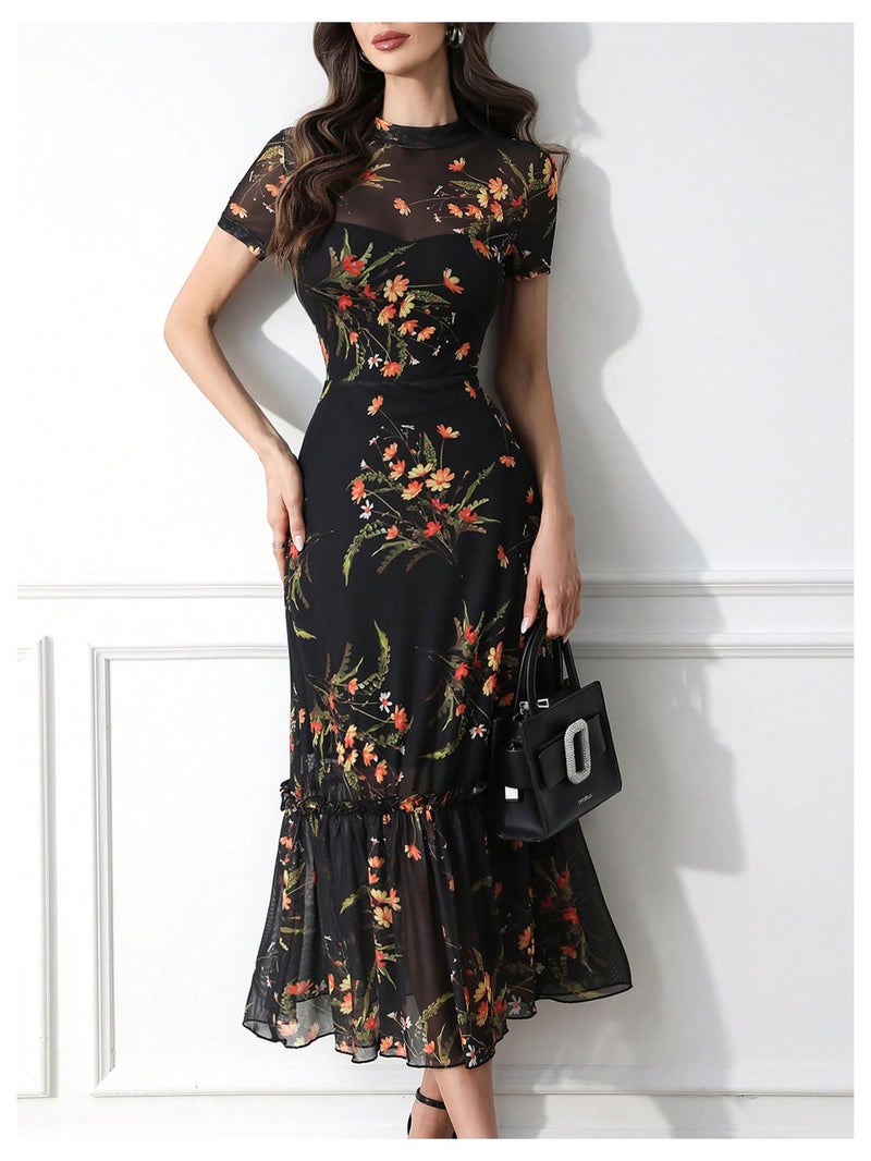Verdusa Women's Floral Asymmetrical Going Out Dress 2026 Summer Wedding Guest Dress Black Large - Image 5