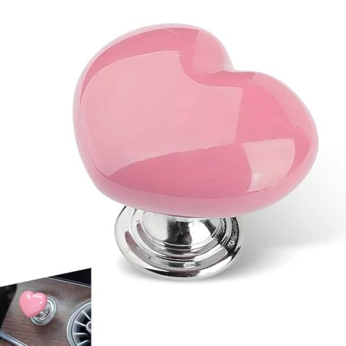 Zosgrew Car Push Start Button Cover Cute HeartShaped Ignition Button Decorative Metal Engine Quick Push Button Start Cover for Girls Car Interior Decoration Accessories Pink 0 - Image 1