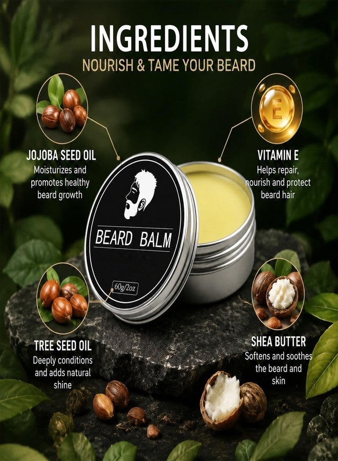 LJYBoBin Man Beard Balm,Soft Beard Conditioner with Shea Butter,Beeswax,Camelliajaponica Seed Oil Natural Ingredients,Beard Balm for Men Smooth, Shape, Moisturize Beard Care,Unscented,2 oz - Image 5