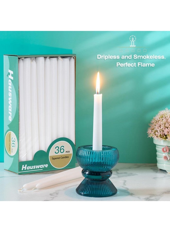 Hausware 36 Pack White Taper Candles, 8 Hour Burn Time,Unscented Dripless and Smokeless, 10 inch Elegant Premium Quality Dinner Candle for Home Décor, Restaurant, Wedding, Party Candlesticks - Image 2