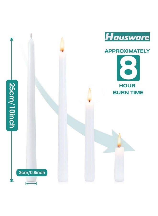 Hausware 36 Pack White Taper Candles, 8 Hour Burn Time,Unscented Dripless and Smokeless, 10 inch Elegant Premium Quality Dinner Candle for Home Décor, Restaurant, Wedding, Party Candlesticks - Image 4